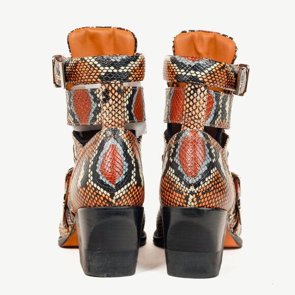 Chloe Rylee Multicolor Purple Python-Print Leather Ankle Boots - Picture 3 of 10